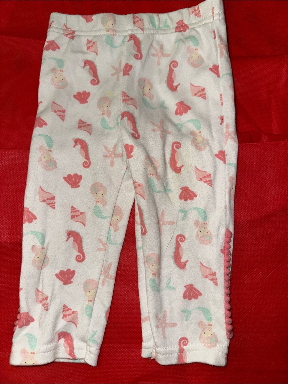 Toddler Girls Mermaid-Print Leggings - White with Pink & Mint